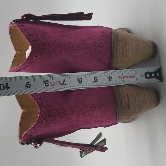1522- Dingo Suede Ankle Boots Women’s Hot Pink Western Fringe Size 8 NWT - Picture 5 of 10